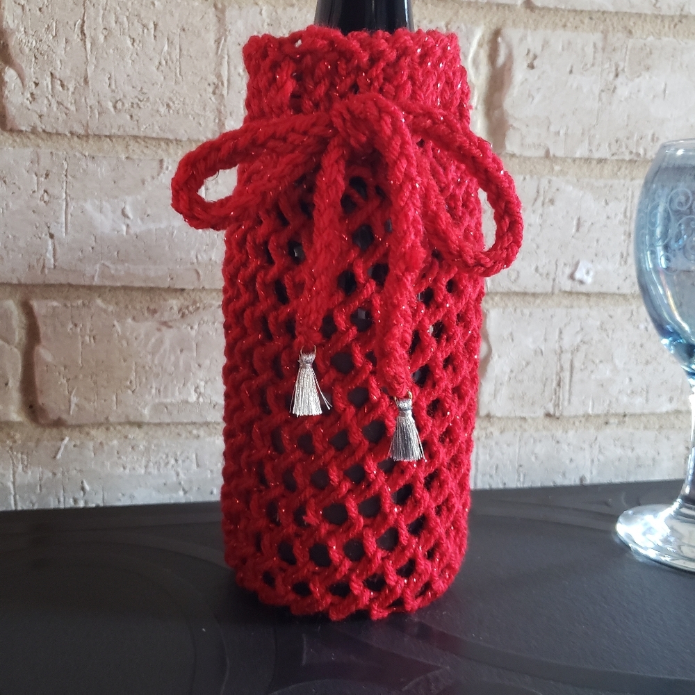 Red Sparkly Wine Bottke Cover - Picture 2 of 6
